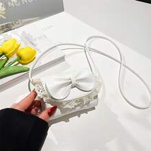 Bolso bandolera pequeño para mujer, bonito bolso bandolera con lazo, ligero y con correa larga. - Blanco - Ver 1