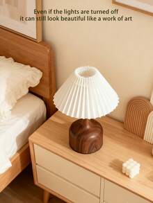 1 pieza Lámpara de metal con textura de madera y pantalla de tela retro, luz suave, estilo nórdico, italiano, francés, rústico, de lujo para sala de estar, dormitorio, lectura, escritorio, personalizada, creativa, luz cálida, decorativa, romántica, elegante, atmósfera lujosa, USB, mesita de noche, para dormir, mamá, regulable, luz nocturna pequeña, silenciosa para personas que duermen ligero - Multicolor - Ver 7