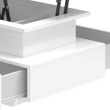 Yitahome Coffee Table With Lift Top, High Glossy 4-In-1 Extendable Coffee Table With LED And 2 Drawers, Wooden Rectangle Tea Table, White -By GeoTower - White - View 8