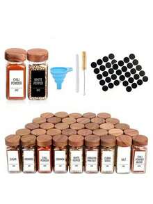 120ml Square Seasoning Bottle Pepper Seasoning Bottle, Glass Spice Jar Set - Rust-Proof Transparent Spice Container With Wooden Lid For Kitchen And Restaurant Use, Novelty Salt Shaker, Plain Design. Square Seasoning Bottle Pepper Seasoning Bottle 120ml Acacia Wood Lid 24-Pack Seasoning Jar Spice Bottle