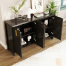 Modern Minimalist White Sideboard: The Perfect Combination Of Flexible Storage And Elegant Design, Sideboard With Gold Handles And Adjustable Dividers. - Black + Particle Board - View 8