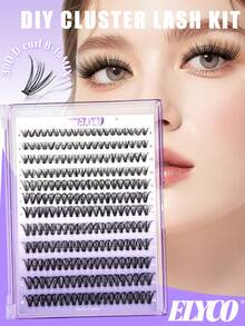 ELYCO 240 Clusters 30D/40D 12 Rows Curly & Voluminous Natural Soft Fluffy Faux Mink Lashes 0.07mm 8-16mm Mixed Handmade Individual Cluster Eyelashes, Delicate & Curly Segmented DIY False Lashes, Long-Lasting Cartoon Lashes Suitable For Party, Gift For Women & Girls