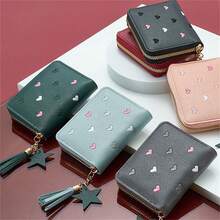 Nueva billetera con cremallera y flecos, billetera corta para mujer, diseño lindo y multifuncional de estilo coreano, monedero, decoración de habitación - Multicolor - Ver 6