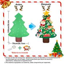 MOLOLAN Set Árbol de Navidad de fieltro DIY con luces, muñeco de nieve de Navidad, Papá Noel y diseño de corona de Navidad, decoraciones de árbol de Navidad, adornos navideños, decoraciones navideñas, decoración de fiesta de Navidad, Nochebuena, decoración de habitación navideña, regalos de Navidad, decoración de pared navideña, decoraciones navideñas para el hogar, decoraciones colgantes navideñas, decoración navideña, bolas de Navidad, regalos de Navidad, Navidad, decoración de Año Nuevo 2026 - Árbol de Navidad de fieltro - Estilo Papá Noel - Ver 4