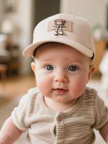1顶可爱婴儿棒球帽，可调节软帽檐，适合婴幼儿 - 彩色 - 查看 2