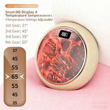 Round Hand Warmer Adjustable Temperature Digital Display Portable Flame Hand Warmer For Women Men - Yellow - View 3