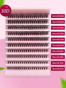 30D/40D/50D/60D/80D/100D Fluffy, Curled, Natural & Soft False Eyelashes, 8-16mm Mixed 0.07mm D Curl Super Light Weight 10 Trays 200 Clusters Faux Mink Lashes, 3D Effect Lashes Suitable For Light, Full Makeup, Daily Wear, Cartoon Lashes, Portable For Daily Use Or Outings, Applicable For All Occasions