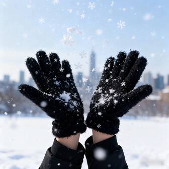 1 Pair Of Split-Finger Winter Plush Gloves, Simple Windproof And Thickened Casual Warm Gloves, Writing Gloves, Soft Cycling Gloves, Full-Finger Touch Screen Compatible Gloves, Solid Color, Suitable For Cold Weather And Outdoor Activities, Is Christmas Or Valentine's Day Gift