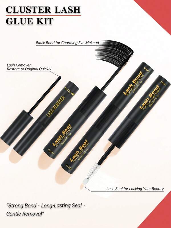 Kit de cola para cílios Cluster, colagem e selagem de cílios 2 em 1, colagem e selagem de cílios, solução removedora de cílios, cola e selante individuais para cílios, ferramenta aplicadora de cílios, colagem e selagem de cílios Cluster 2 em 1, adesivo para cílios Cluster, gel adesivo para cílios, agente de colagem para cílios Cluster, gel de cola para cílios, acessórios para cílios Cluster, acessórios para extensão de cílios, coleção de ferramentas para cílios