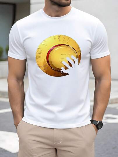 Sombrero dorado sostenido por una mano simboliza libertad aventura y el valor de perseguir los sue?os bajo la luz del sol con energía positiva y espíritu decidido camiseta de hombre talla grande 100% algodón cómoda para diario y momentos casuales