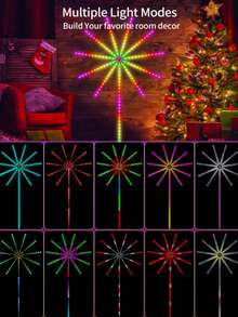 Luces LED RGB Fireworks Light - Control Remoto Decorativo, Efecto Fuegos Artificiales y App Móvil PLAYBOX LED5V - Estrella - Ver 6