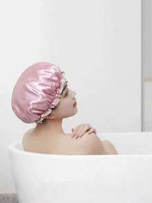 1/2pcs Waterproof Bath Hat Bathroom Shower Hair Cover Women Supplies Shower Cap Adult Shower Bath Bathing Caps Bathroom Shower Caps,Lovely Thick Women Shower Satin Hats Bath Bathroom Caps Hair Cover Double Waterproof Bathing Cap - Multicolor - View 1