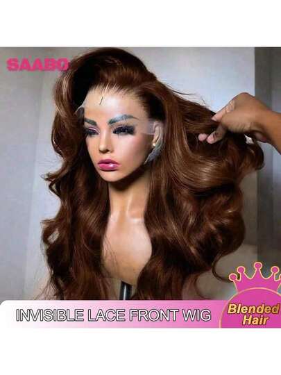 34 Zoll 200% Dichte Körperwelle 13x4 Lace Front Perücken Menschliches Mischungshaar Vorgezupft #4 Braun mit Baby Haar 200% Dichte Brasilianisches Jungfernhaar Mischungshaar Perücken für Frauen Party Täglicher Gebrauch Natürliche Haargrenze