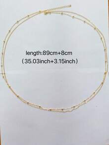 Cadena de cintura de doble capa con cuentas redondas minimalista y versátil de moda - Dorado - Ver 7