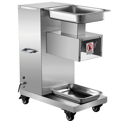 110V Máquina cortadora de carne comercial 1100LB/H Máquina cortadora de carne eléctrica 750W Cortadora de carne comercial Hoja de 3 mm Cortadora de alimentos para restaurante Acero inoxidable para cocina Restaurante Supermercado