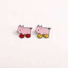 3pcs Pig Shaped Brooch Set, Suitable For Couples, School Uniform Accessories, Anti-Glare, V-Neck, Creative Badge, Cute Animal Design - Multicolor - View 3