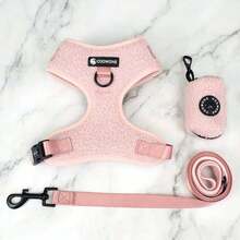 3pcs Adjustable Chest Harness, Leash And Poop Bag Holder Set, Comfortable Teddy Bear Design Harness Suit For Training And Walking Small/Medium Pets