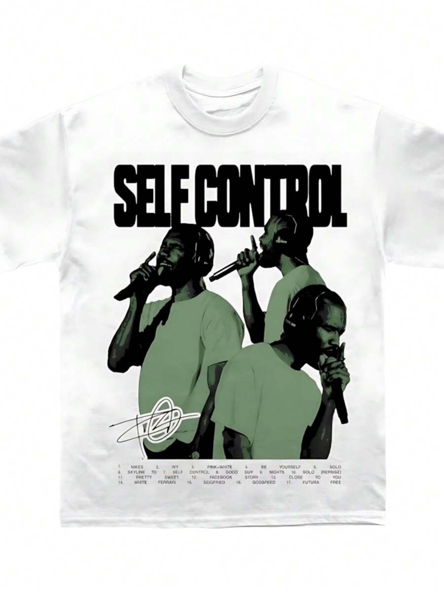 White Print T-Shirt Men Cotton Tees Retro Hip Hop Short Sleeve Summer Tshirt Y2k Tops Women Clothing Streetwear - 白色1 - 查看 1