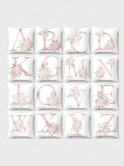 1pc/2pcs Velvet Decorative Pillow Cover, Letter Style Cushion Cover, 26 English Alphabet, Suitable For Car, Home, Bedroom, Living Room, Washable & Dry Clean, Pillow Insert Not Included