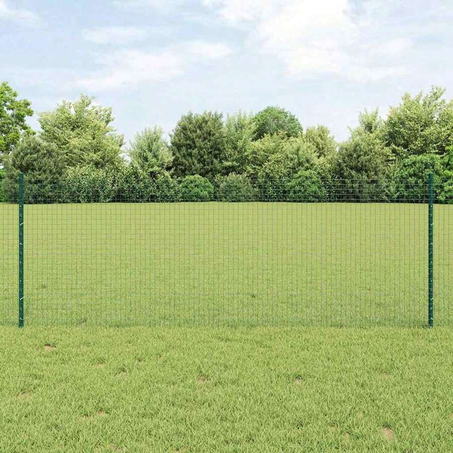 vidaXL 0,8 x 10 M Stahl Zaun mit grünen Pfosten - Grigio - Visualizzare 1