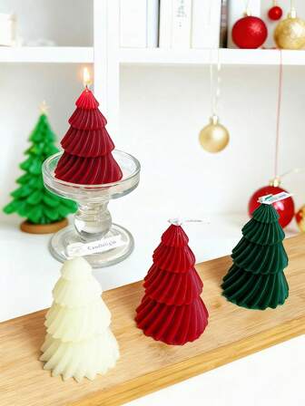 Large Christmas Tree Aromatherapy Candles, Christmas Gift Decoration, Smokeless Cone Gear Candlestick, Including Aromatherapy Candles, Christmas Home Decoration Paraffin, Halloween Home Atmosphere Decoration, Home Candlestick Gift, Christmas Decorations, Christmas Gifts