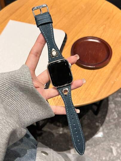1 Pc Heart-Shaped Leather Loop Compatible With Apple Watch Band For Women 38mm 40mm 41mm 42mm 44mm 45mm 46mm 49mm , Strap Compatible With Apple Watch Link Series Ultra S10 9/8/7/6/5/4/3/2/1 SE