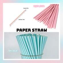 50 قطعة من القش الورقي بلون وردي باستيل أو أزرق سماوي، قطر 6 مم/0.23 بوصة، طول 197 مم/7.75 بوصة، مثالي للكوكتيلات والمشروبات الغازية والعصائر، مناسب لعيد الحب والعيد والمناسبات والحفلات والمنزل والمطاعم - متعدد الألوان - مشاهدة 1