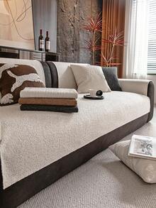 1 chiếc đệm sofa vải nhung màu trơn lãng mạn mùa cưới, họa tiết hoa bầu trời sao tối giản, chống trượt, chống trầy xước cho mèo, trang trí nhà cửa phù hợp cho sofa 1/2/3/4 chỗ ngồi, sử dụng được quanh năm. - Màu be - Xem 7