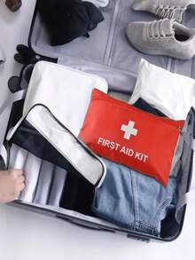 5 piezas/2 piezas Kit de primeros auxilios portátil de Cruz Roja, kit de emergencia para viajes, adecuado para el hogar, la oficina, exteriores, barco, camping, senderismo, para almacenar suministros básicos de primeros auxilios, hogar y campamento al aire libre, aventura, equipo de emergencia básico, portátil y duradero - Rojo - Ver 9