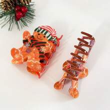 1pc Christmas Snowman & Shark Cartoon Hair Clip, Versatile Gingerbread Man Design, Casual Party, Cute Retro Elegant Style, Suitable For Ponytail, Autumn/Winter, Great Gift For , Christmas, New Year Fall Hair Accessories Elegant Claw Clips Winter Hair Claws Fashion Hair Clutch - Multicolor - View 7