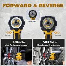 550N Wireless Electric Wrench, Suitable For 20V MAX Slide Interface Battery, Brushless Electric Impact Wrench Screwdriver ,  Compatible With Daweal Electric Tool, Suitable For Car Repair And Household Tools, Christmas  Gift Giving (No Battery) - Yellow - View 8