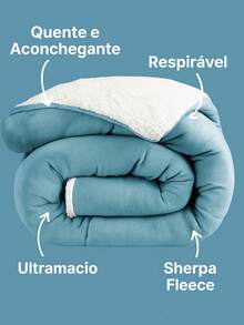 Everest Double-Sided Comforter With Wool Touch, Flannel And Sherpa Blanket, Single, Queen And King Sizes - Thạch anh xanh - Xem 2