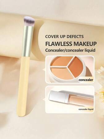 1支迷你斜角遮瑕刷，柔软刷毛，适合初学者使用，可轻松打造无痕妆容，适用于遮瑕、晕染、定妆、粉底、膏状及粉底液的涂抹，亦可用作粉底刷、遮瑕刷、腮红刷、修容刷、古铜粉刷、散粉刷等。