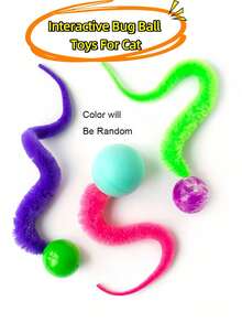 1pc Interactive Cat Lover And Cat Mom Love Toy Magic Worm Ball Elastic Ball Toy Furry Cat Lover And Cat Mom Loveerpillar Teaser Color Radom
