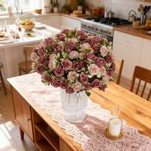 1 pezzo Fiori di rosa artificiali in seta, bouquet finti per decorazioni primaverili di matrimoni, vasi per casa, sala da pranzo, camera da letto, cucina, bagno, festa della mamma, San Valentino, compleanni, feste, decorazioni da giardino - Sabbia rossa - Visualizzare 3