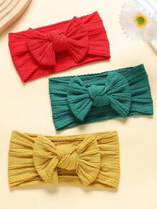 jralon 3 件装婴儿圣诞尼龙提花尼龙头带，红色和绿色蝴蝶结，适合所有季节