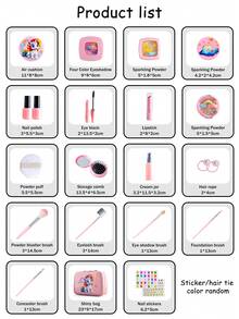Set Tas Kosmetik Makeup Unicorn Baru (Stiker/Ikat Rambut Warna Acak), Produk Mainan, Bukan Kosmetik Asli. Hadiah Natal, Halloween, Tahun Baru - MultiWarna - View 6