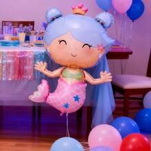 1pc 40-Inch Crown Mermaid Balloon, Creative Design, Princess Theme Party Decor, Suitable For Wedding, Birthday, Anniversary, Baby Shower, Gender Reveal, Ocean Theme Party - Multicolor - View 2