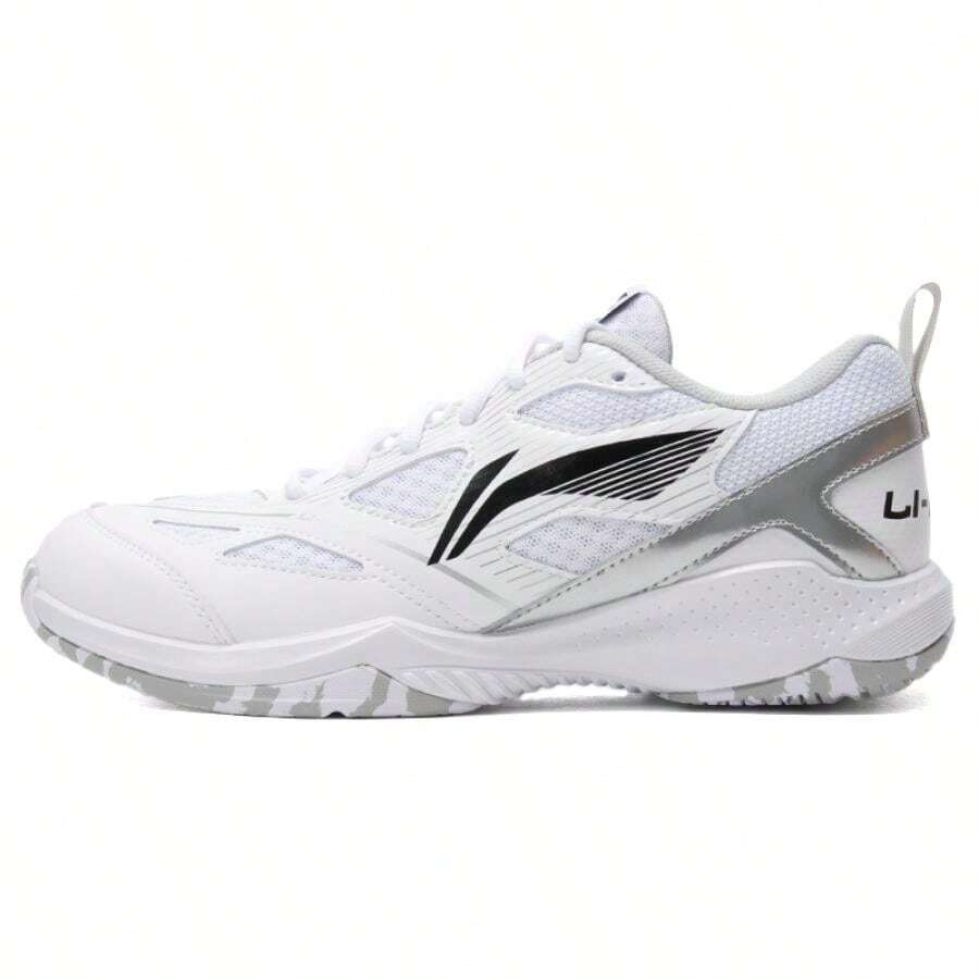 LI-NING 男女通用极简羽毛球鞋，Typhoon LITE，日常休闲训练低帮运动鞋，合成革鞋面和橡胶外底，AYTU025-1 - 黑色/標準白 - 查看 1