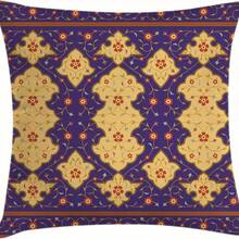 1Pc Boho Single-Side Retro Print Throw Pillow Cover - 17.7*17.7 Inches, Retro Mexican Folkloric Retro Print Decorative Cushion Case, Machine Washable With Zipper, Teal Plum, Bohemian Accent For Sofa Bed Home Decor, Not Insert Included - Multicolor - View 2