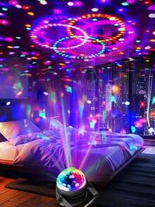 1pc Modern Geometric Pattern USB Powered RGB Disco Ball Light With Color-Changing Night Lamp For Parties, Bars, Karaoke, And Weddings