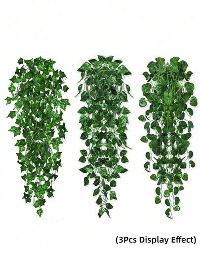 MEHELANY 1 قطعة نبات سرخس اصطناعي أخضر معلق بطول 90 سم/35.43 بوصة، 3 قطع أغصان عنب اصطناعية، مناسبة للديكور الداخلي والخارجي لجدران الحديقة والغرفة المعيشية والشرفة وحفلات الزفاف والمكتب والمطعم