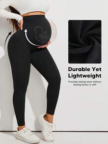 1pc Maternity Legging Over Belly, Soft Stretch Fit, Comfy Fabric For All Pregnancy Stages, Ideal For Casual Outfits, Work, Home, Travel, Errands, Prenatal Fitness Or Relaxation