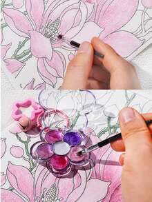 6 Colors/Set Little Flowers Portable Color Palette Solid Pearly Lustre Watercolor Pigments Art College Students Outdoor Sketching Portable Paint