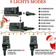 Connectable Red And White Christmas String Lights, 2Pack Total 164FT 400LED Christmas Lights For Outdoor/Indoor, Plug In Tree Lights With 8 Modes, String Lights For Christmas Decorations Holiday - Blue - View 5
