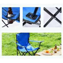 Silla plegable de exterior con reposabrazos, silla plegable de playa, equipo portátil para campamento y picnic, silla de descanso para pesca, silla para dibujo al aire libre. - Gris - Ver 4