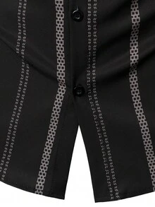 Tricou polo ușor, casual, cu dungi geometrice, pentru bărbați, de vară - Negru - Vizualizare 8