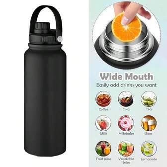 1pc 600ml Water Bottle, Sports Water Bottle, Original Stainless Steel Double Wall Vacuum Insulated Tumbler, Cup, Travel & Outdoor Drinking Cup, Fitness & Outdoor Sports Cup, Flat Bottom Cup, Car Cup, Summer & Winter Drinkware, Holiday Gift