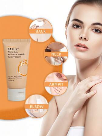 PAORPEVM 1 pieza 30g Crema blanqueadora para axilas que elimina el opacidad de las axilas y rodillas, Crema blanqueadora con ácido kójico que contiene extractos vegetales y colágeno para hidratar y aclarar las áreas opacas de la piel