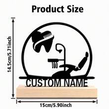 1pc Fashion Personalized Custom Text Tooth Sculpture Metal Art With Wooden Base Tabletop DecorationMetal & Wooden Decor For Bedrooms, Nurseries, Celestial-Themed Spaces, Boho Chic Christmas Decorations Graduation Party Gift